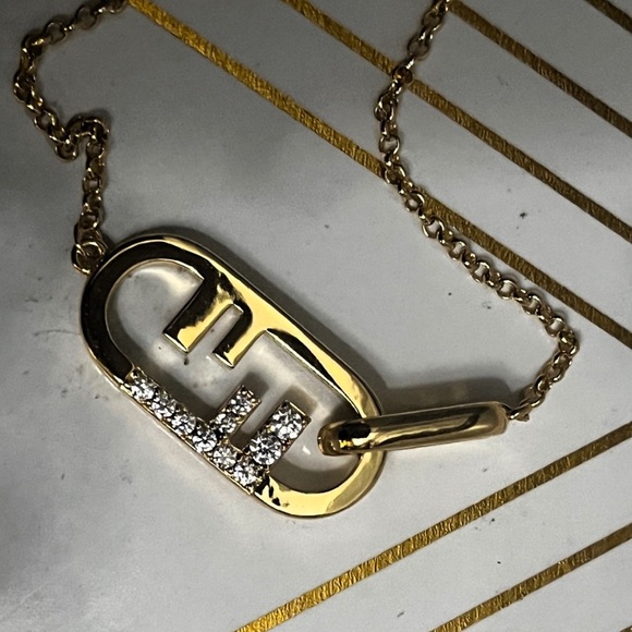 Fendi O’Lock Gold Rhinestone Necklace - Picture 4 of 5